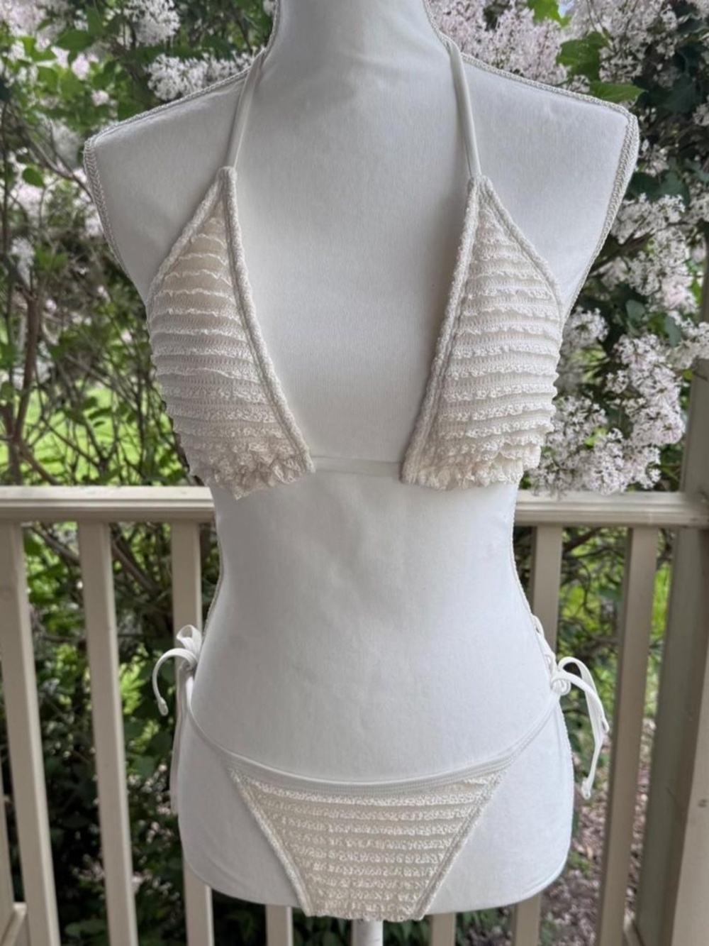 Wild Fable Cream Textured Bikini & Shorts Set